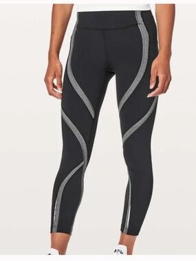 Lululemon Wild Twist 7/8 Tight Black & Heather Gray Leggings 4